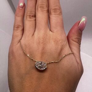 2.01 carat e vs1 oval lab diamond east west bezel pendant necklace